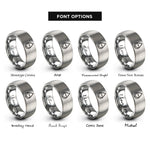 font options for inside engraving on gray teardrop heart rings