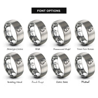 font options for inside engraving on gray teardrop heart rings