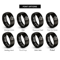 font options for inside engraving on black teardrop wings halo rings