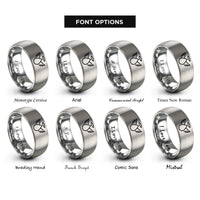 font options for inside engraving on silver teardrop wings halo rings