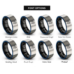 font options for inside engraving on black & blue & grey tech diver twinset rings