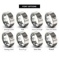 font options for inside engraving on gray tech oni mask rings