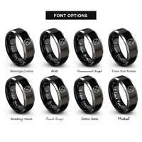 font options for inside engraving on black & grey teddy guinea pig rings