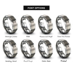 font options for inside engraving on silver teddy guinea pig rings