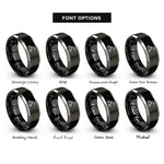 font options for inside engraving on black & silver telehandler rings