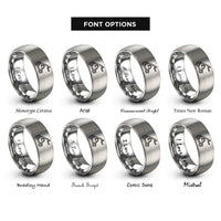font options for inside engraving on gray telehandler rings
