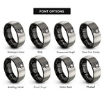 font options for inside engraving on black & silver teleprompter rings