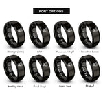 font options for inside engraving on black teleprompter rings