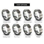 font options for inside engraving on silver teleprompter rings