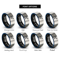 font options for inside engraving on black & blue & silver telescope rings
