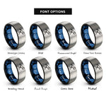 font options for inside engraving on black & blue & silver telescope rings