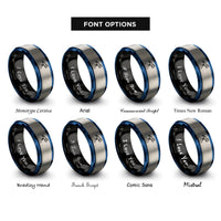 font options for inside engraving on black & blue & silver telescope rings