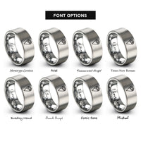 font options for inside engraving on silver temaki hand roll rings