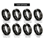 font options for inside engraving on black & grey temperance rings