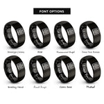 font options for inside engraving on black ten commandments tablets rings