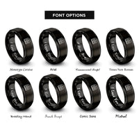 font options for inside engraving on black ten commandments tablets rings