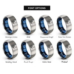 font options for inside engraving on blue & gray tending line rings