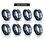 font options for inside engraving on blue & silver tennis ball racket rings