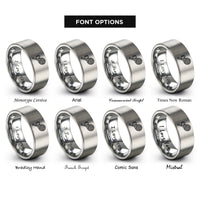 font options for inside engraving on grey tennis ball racket rings