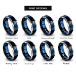 font options for inside engraving on blue & silver tennis court rings