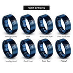 font options for inside engraving on blue tennis court rings