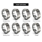 font options for inside engraving on gray tennis court rings