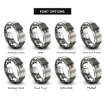 font options for inside engraving on grey tennis court rings