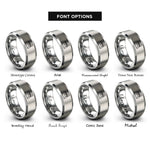 font options for inside engraving on gray tennis court rings