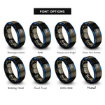 font options for inside engraving on gunmetal & blue tennis court rings