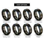 font options for inside engraving on gunmetal & blue tennis court rings