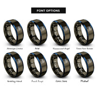 font options for inside engraving on gunmetal & blue tennis court rings