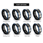 font options for inside engraving on black & blue & grey tennis forehand rings