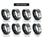 font options for inside engraving on black & blue & grey tennis forehand rings