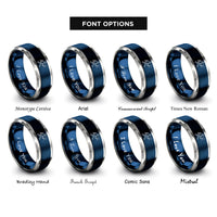 font options for inside engraving on blue & grey tennis forehand rings