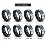font options for inside engraving on black & blue & gray tennis net ball rings