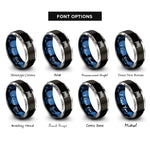 font options for inside engraving on black & blue & grey tennis net ball rings