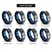 font options for inside engraving on blue & gray tennis net ball rings