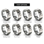 font options for inside engraving on grey tennis net ball rings