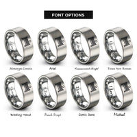 font options for inside engraving on grey tennis net ball rings