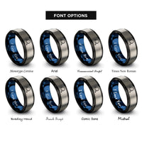 font options for inside engraving on black & blue & gray tennis paddle rings