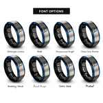 font options for inside engraving on black & blue & gray tennis paddle rings