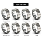 font options for inside engraving on silver tennis racquet ball rings