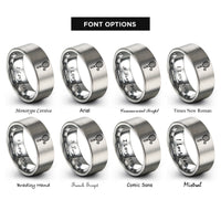 font options for inside engraving on silver tennis racquet ball rings
