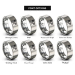 font options for inside engraving on gray tennis racquets rings