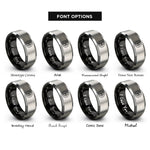 font options for inside engraving on black & silver tenor clef circle rings