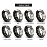 font options for inside engraving on black & silver tenor clef circle rings