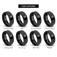 font options for inside engraving on black tenor clef circle rings