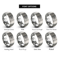 font options for inside engraving on grey tenor clef circle rings