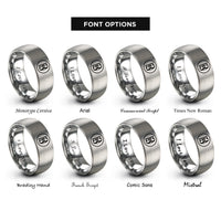 font options for inside engraving on grey tenor clef circle rings