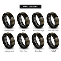 font options for inside engraving on gunmetal & black tenor clef circle rings
